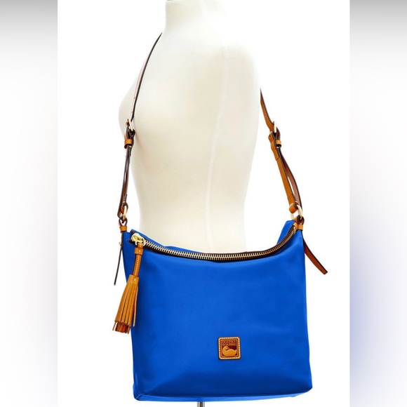 Dooney Bourke Newbury Leather Sloan Dixon Crossbody Bag Cobalt Blue & Tan 👜💙 - Picture 4 of 16